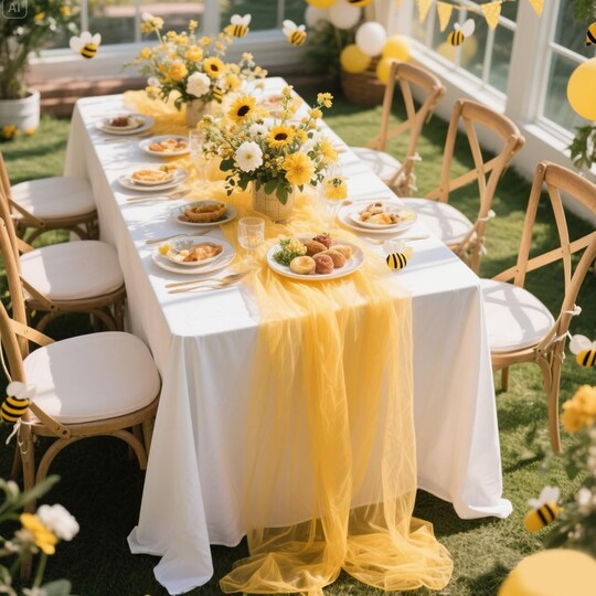 Citrus; Yellow Gauze Table Runner 10ft Rustic Cheese Cloth Table Runner Boho Style Decoration for Romantic Date Wedding Party Baby Shower Photography Decoration; Category:Table Runners; Image:1